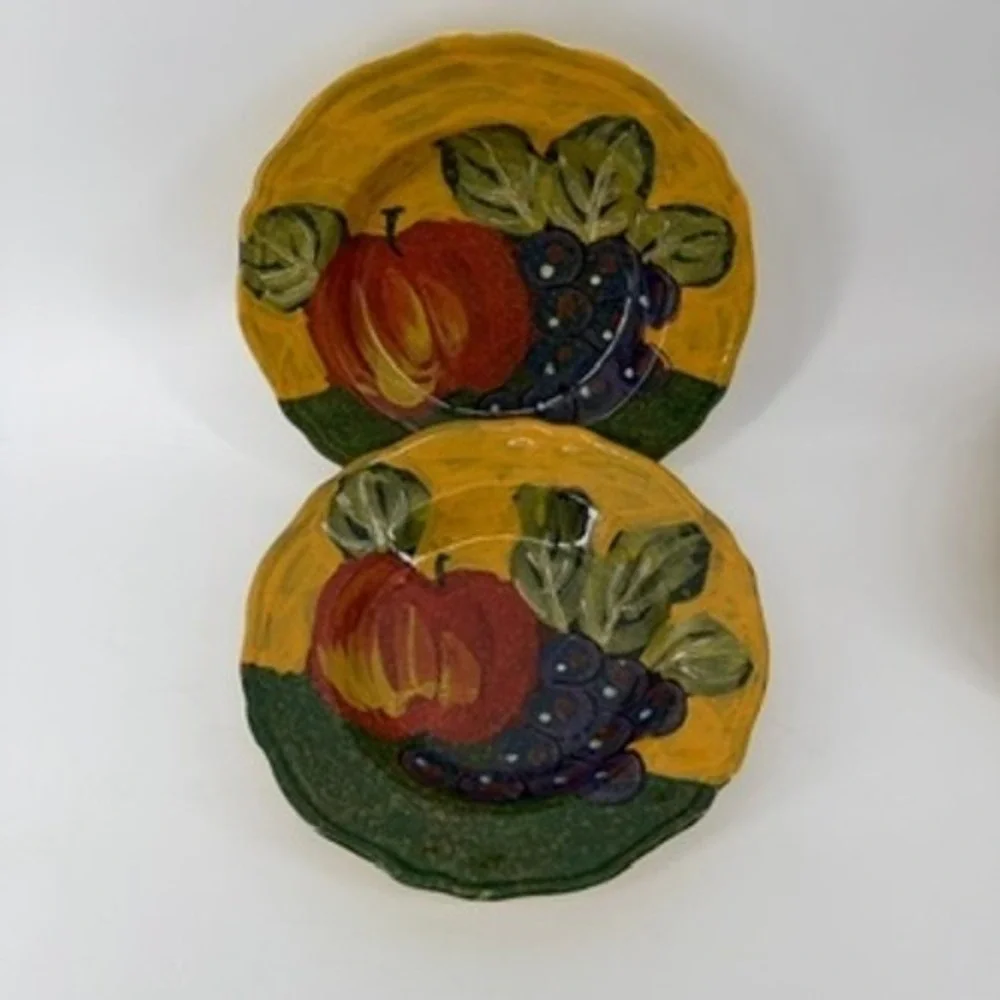 Arte Italica Made in Italy Hand Painted Fruit Ceramic Pasta Bowls Set of 2 9.5